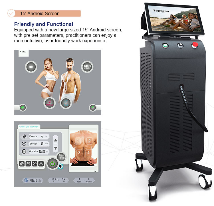 AC220V 2500W Painless Laser Hair Removal Machine With LCD Screen